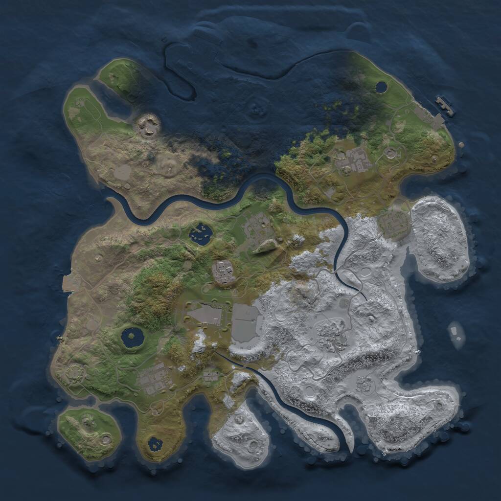 Rust Map: Procedural Map, Size: 3500, Seed: 8432181, 15 Monuments