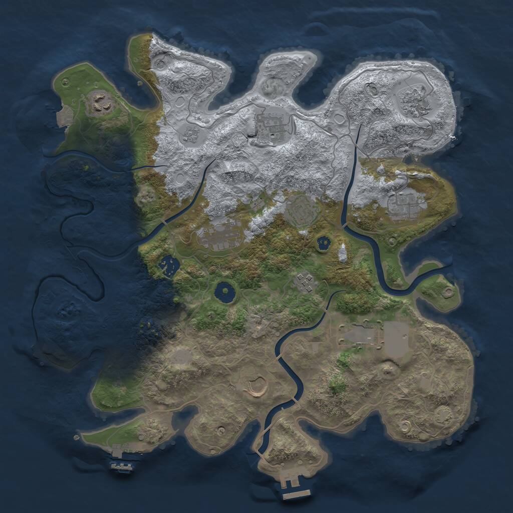 Rust Map: Procedural Map, Size: 3750, Seed: 65184994, 16 Monuments