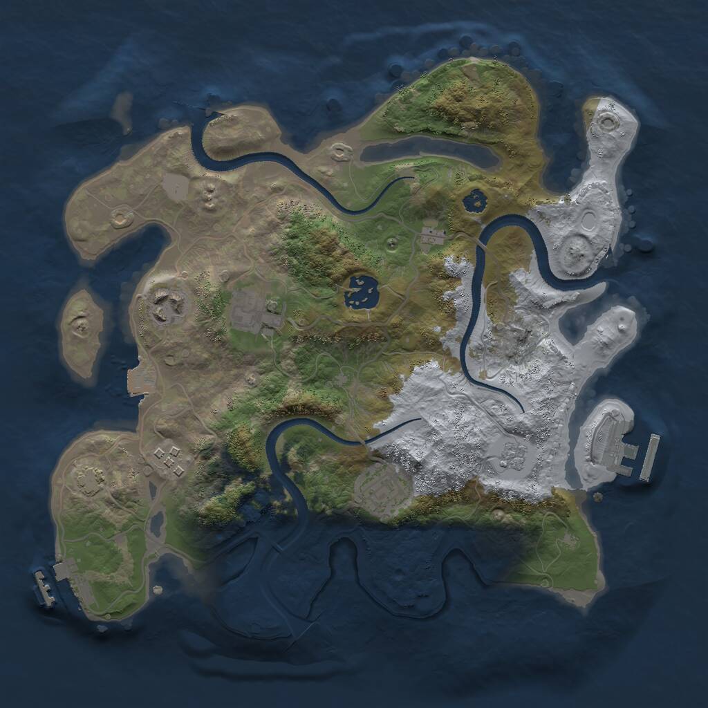 Rust Map: Procedural Map, Size: 3000, Seed: 1088026858, 10 Monuments
