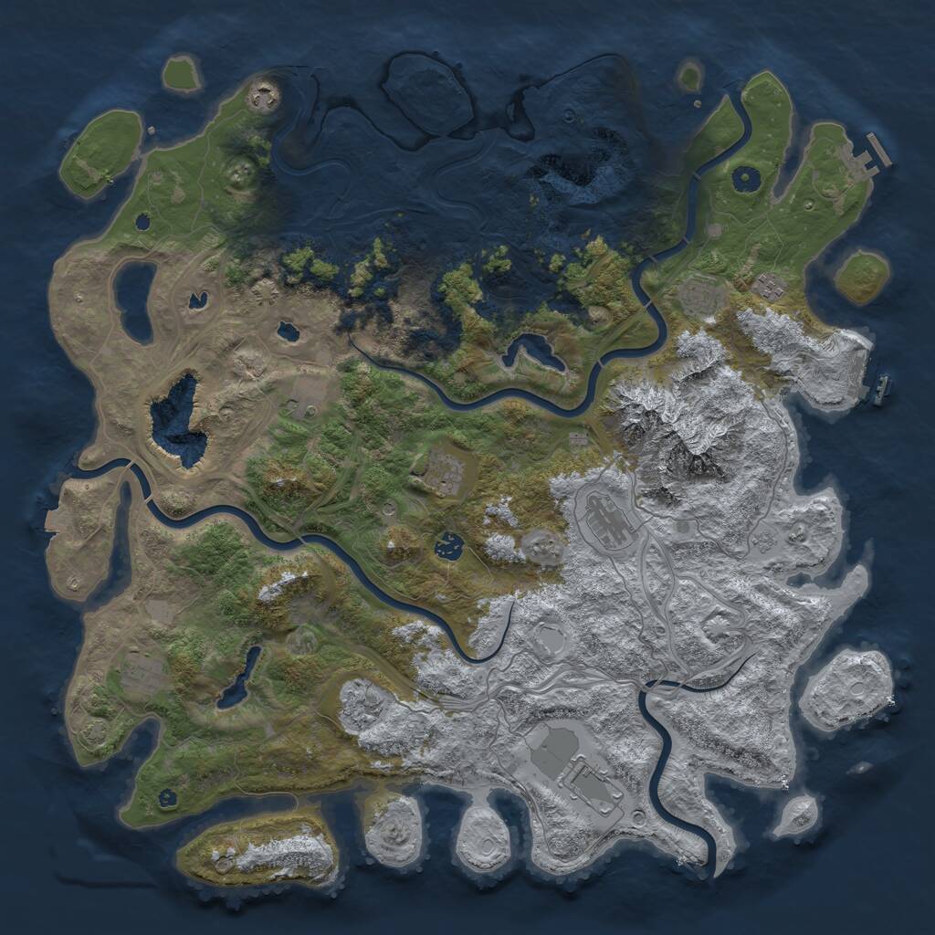 Rust Map: Procedural Map, Size: 5000, Seed: 15479027, 16 Monuments