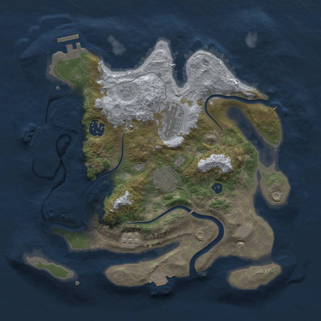 Rust Map: Procedural Map, Size: 3000, Seed: 72354697, 9 Monuments