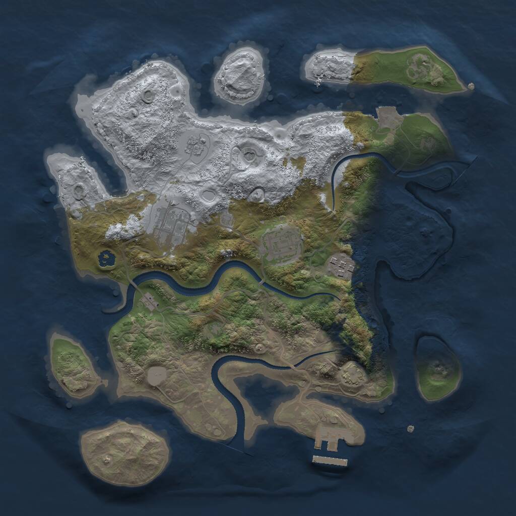 Rust Map: Procedural Map, Size: 3000, Seed: 14241, 8 Monuments