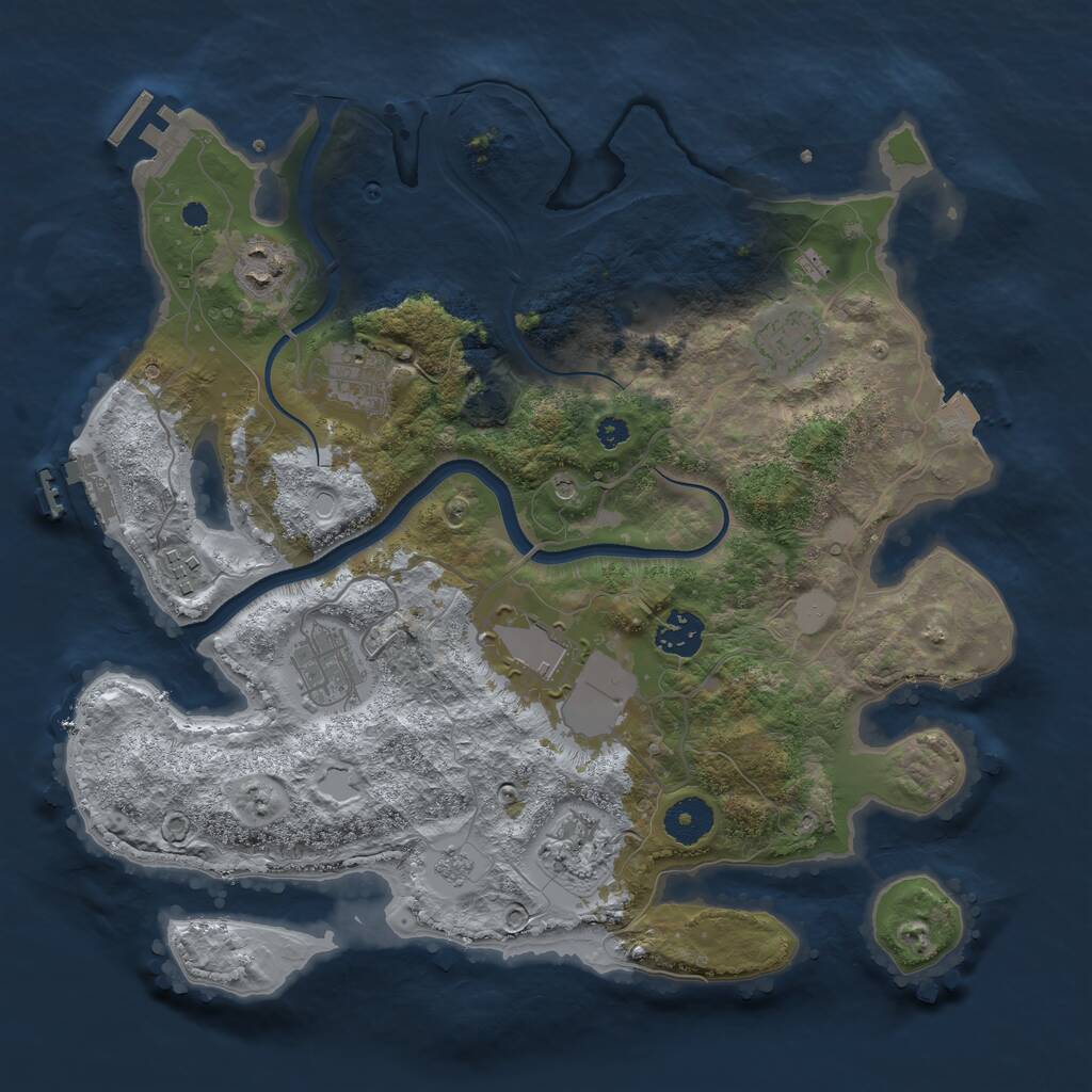 Rust Map: Procedural Map, Size: 3500, Seed: 966044940, 14 Monuments