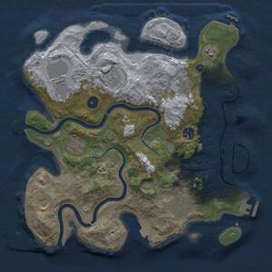 Thumbnail Rust Map: Procedural Map, Size: 3500, Seed: 2033316329, 15 Monuments