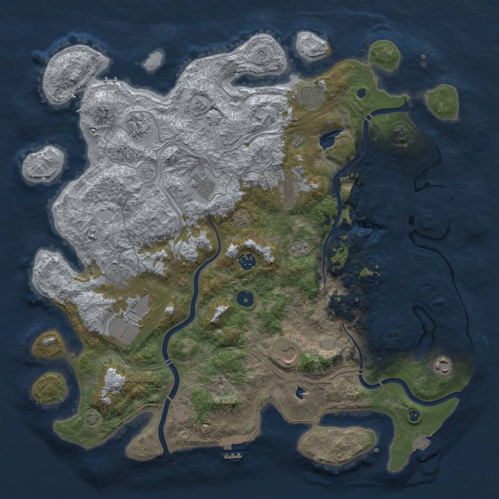 Rust Map: Procedural Map, Size: 4500, Seed: 1818, 16 Monuments