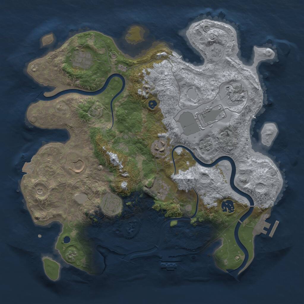 Rust Map: Procedural Map, Size: 3500, Seed: 257464785, 15 Monuments
