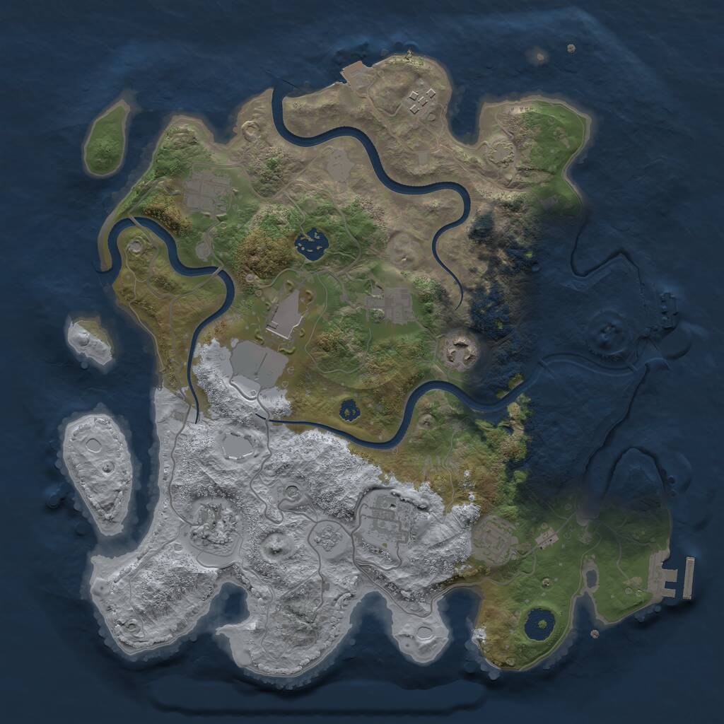 Rust Map: Procedural Map, Size: 3500, Seed: 220374218, 15 Monuments