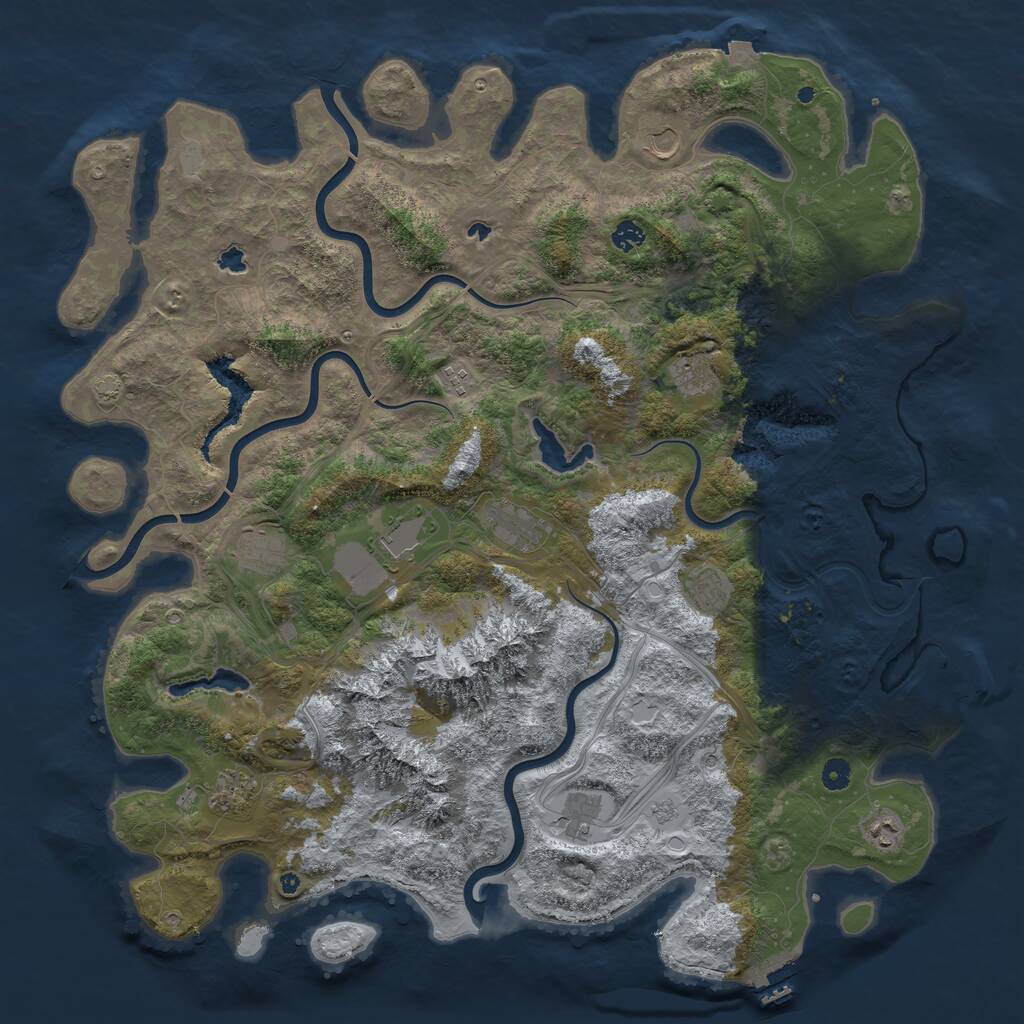 Rust Map: Procedural Map, Size: 5000, Seed: 245566470, 17 Monuments