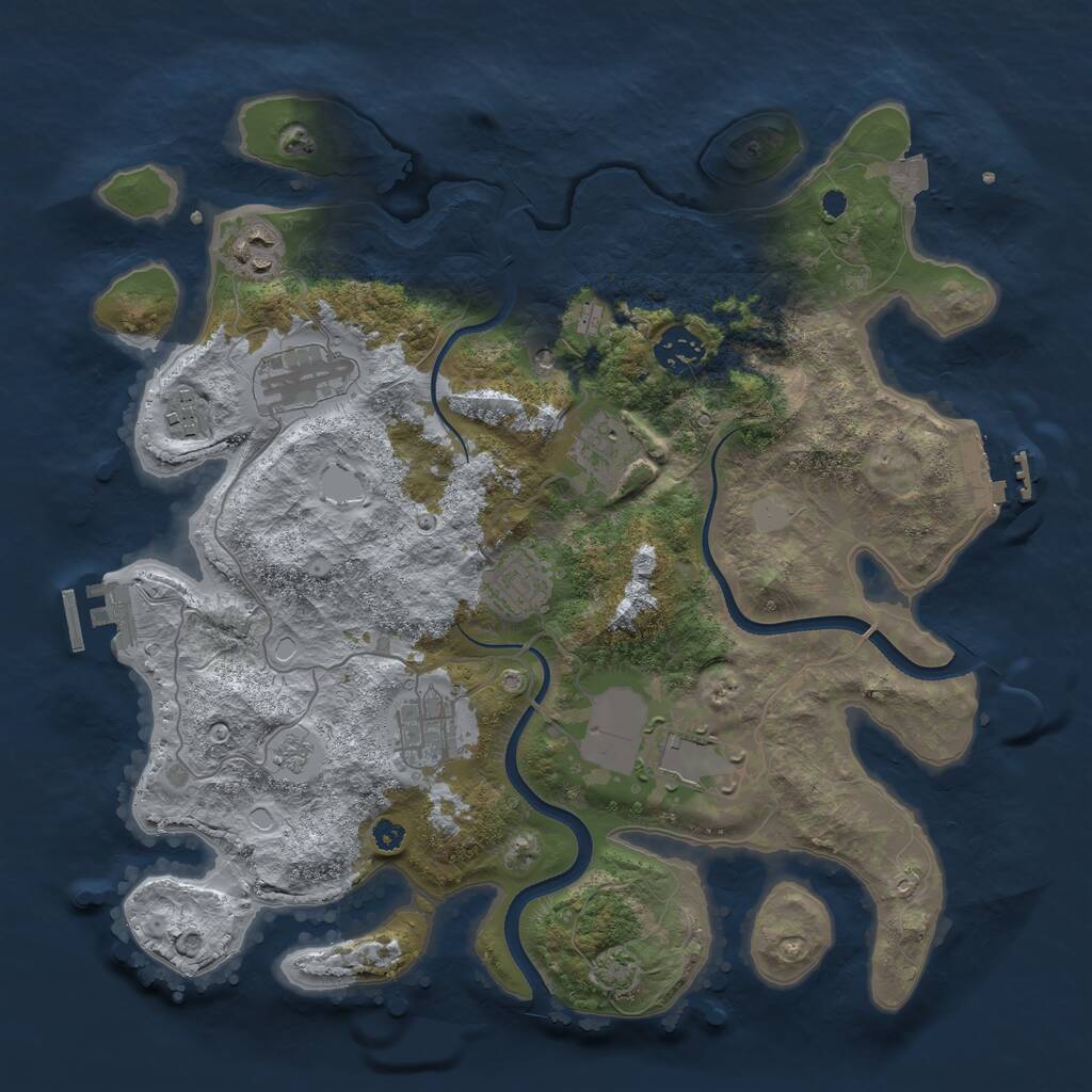 Rust Map: Procedural Map, Size: 3500, Seed: 1827764895, 14 Monuments