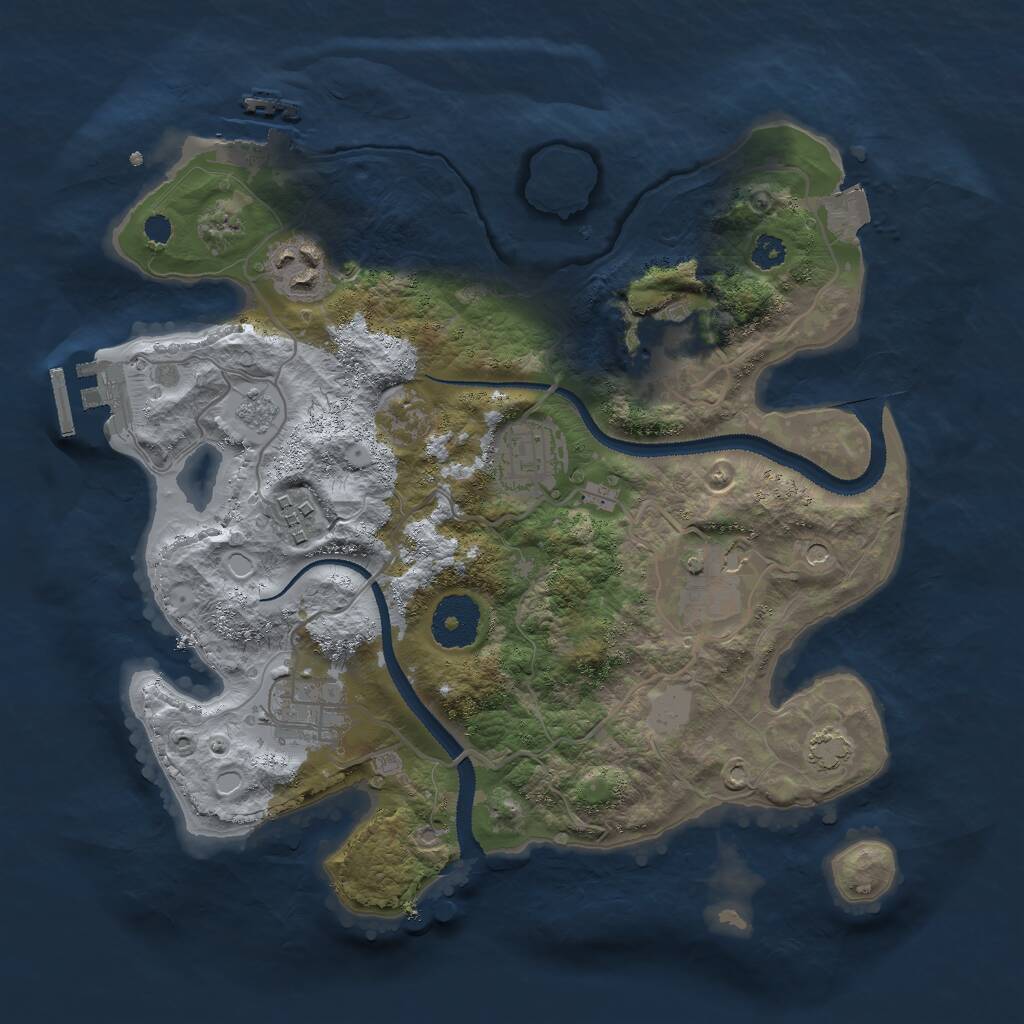 Rust Map: Procedural Map, Size: 3000, Seed: 30709, 12 Monuments