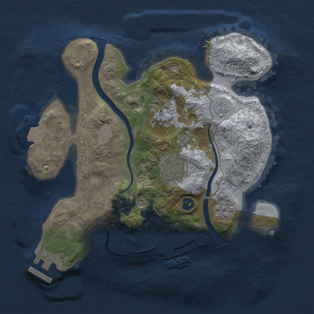 Rust Map: Procedural Map, Size: 2500, Seed: 1729290260, 8 Monuments