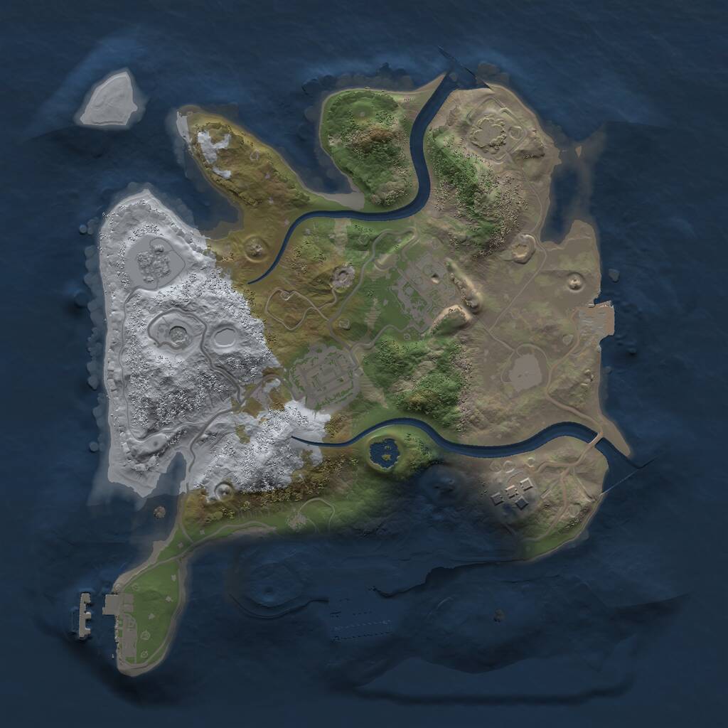 Rust Map: Procedural Map, Size: 2500, Seed: 886350427, 9 Monuments