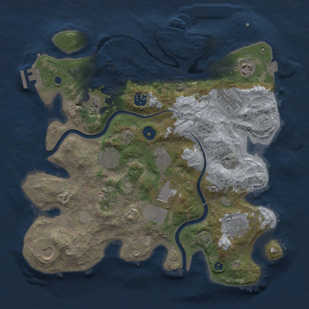 Rust Map: Procedural Map, Size: 3500, Seed: 409705750, 17 Monuments