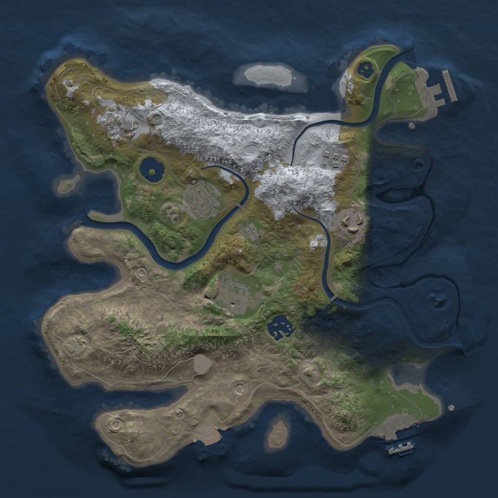 Rust Map: Procedural Map, Size: 3060, Seed: 43290, 11 Monuments
