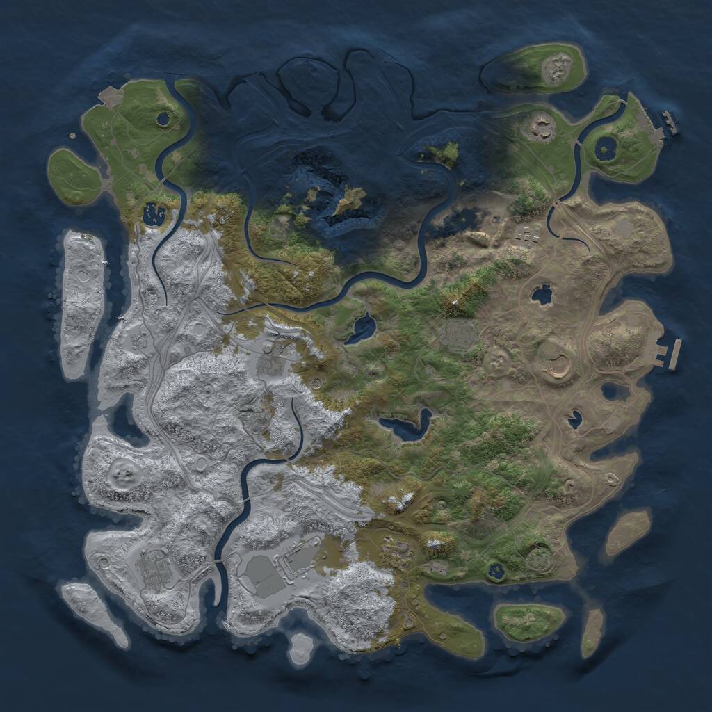 Rust Map: Procedural Map, Size: 4550, Seed: 53369707, 16 Monuments