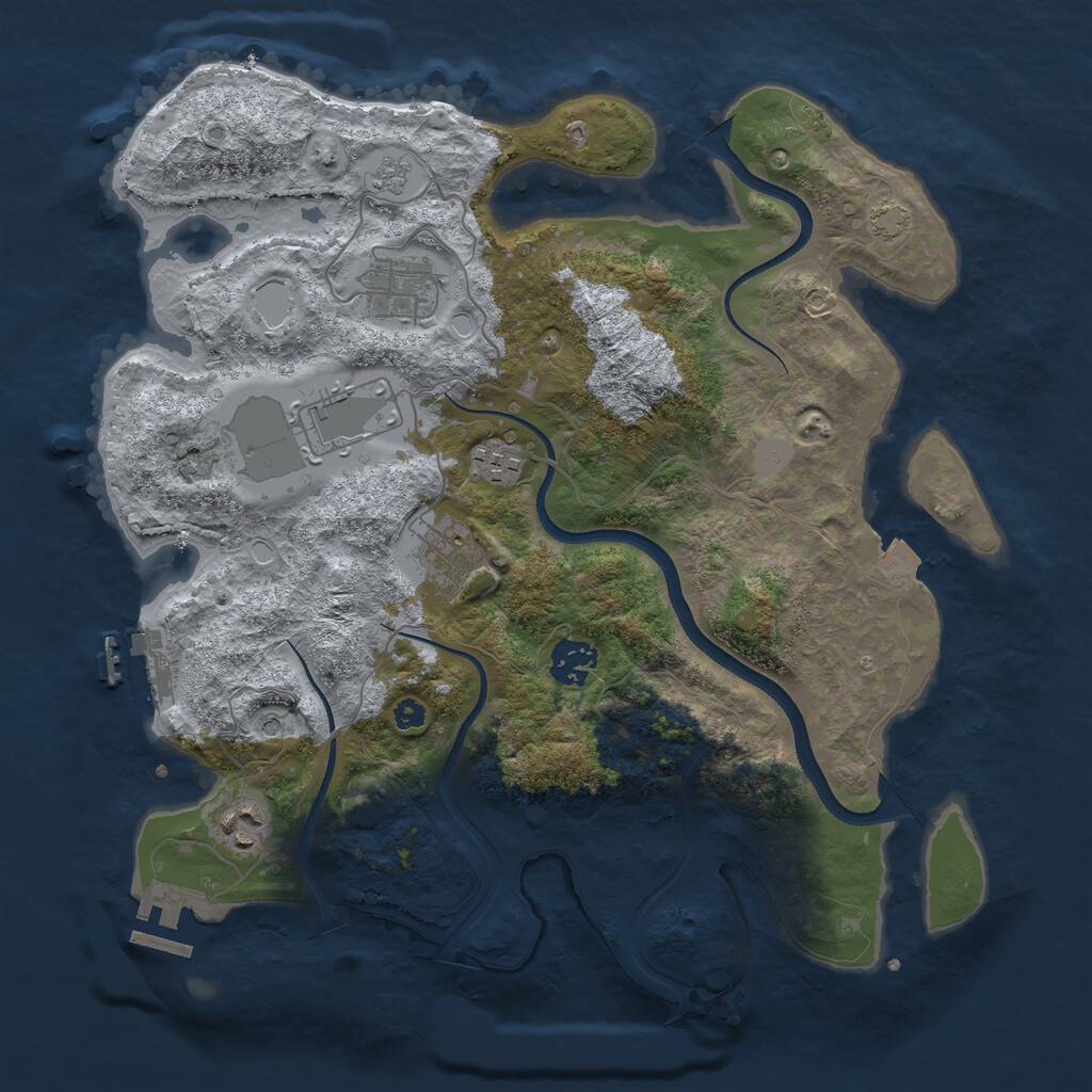 Rust Map: Procedural Map, Size: 3500, Seed: 1341930382, 12 Monuments