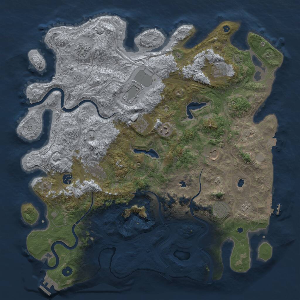 Rust Map: Procedural Map, Size: 4500, Seed: 870975060, 16 Monuments