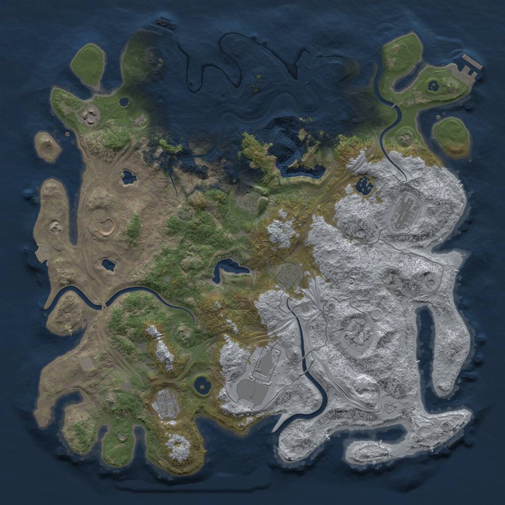 Rust Map: Procedural Map, Size: 4500, Seed: 12689777, 16 Monuments
