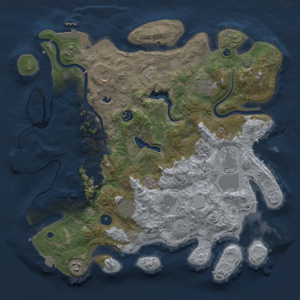 Rust Map: Procedural Map, Size: 4000, Seed: 442036997, 16 Monuments