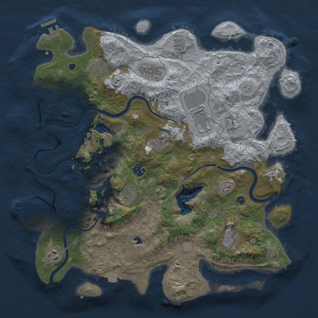 Rust Map: Procedural Map, Size: 4000, Seed: 1185936066, 16 Monuments