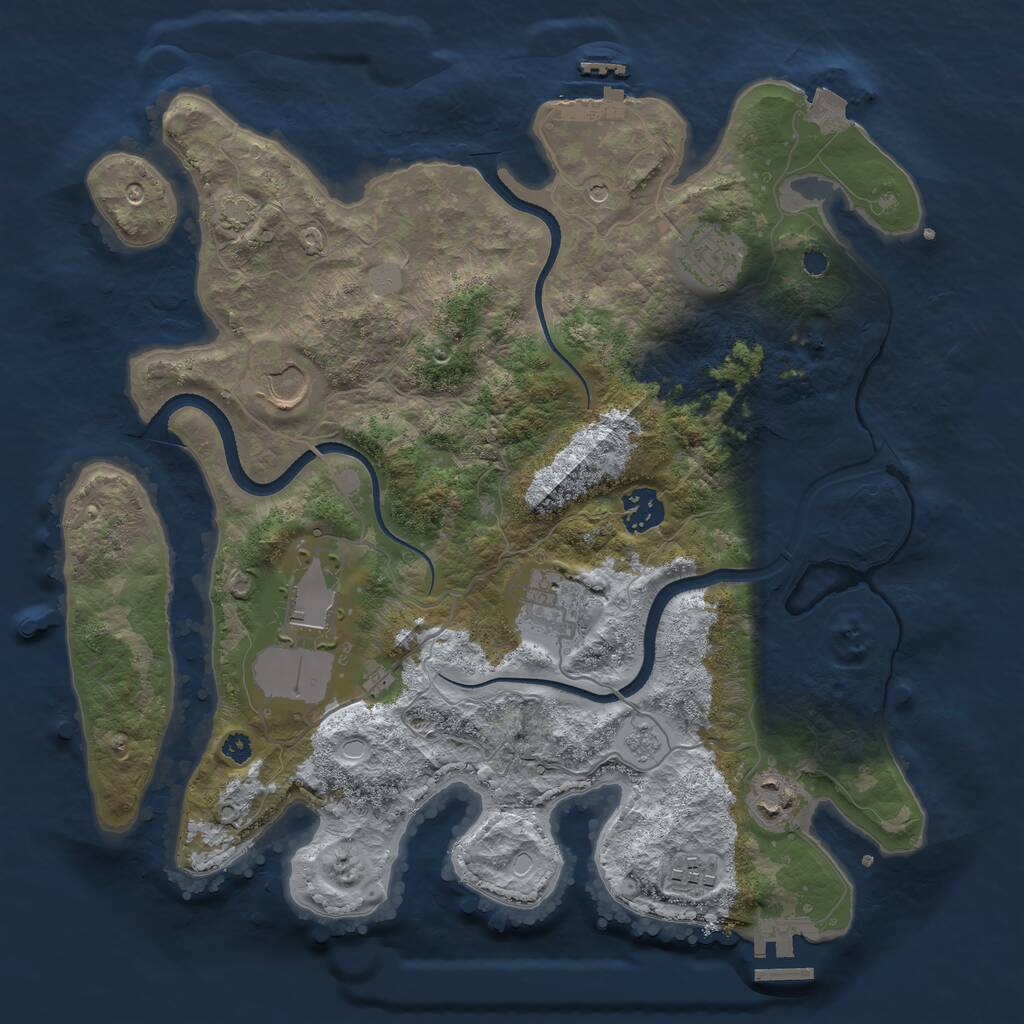 Rust Map: Procedural Map, Size: 3500, Seed: 1201415365, 13 Monuments