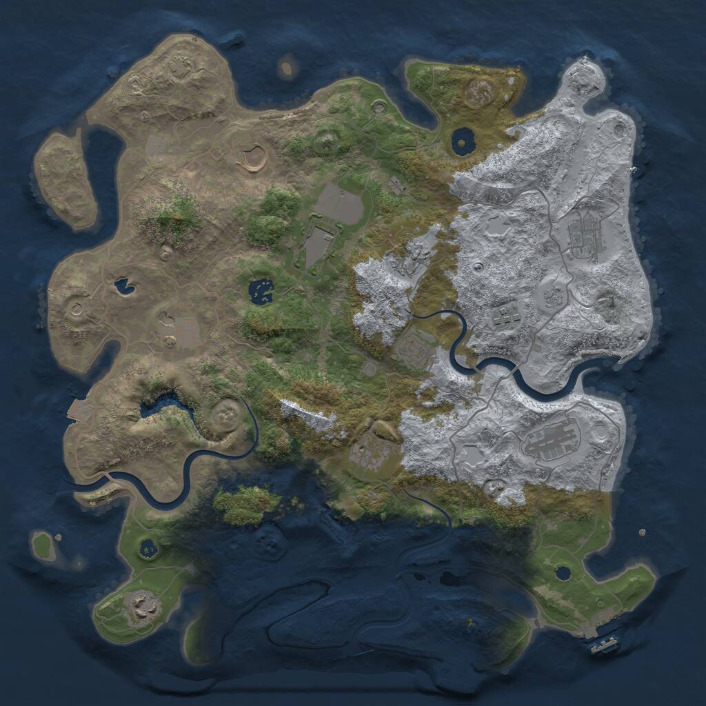 Rust Map: Procedural Map, Size: 4000, Seed: 929552651, 17 Monuments