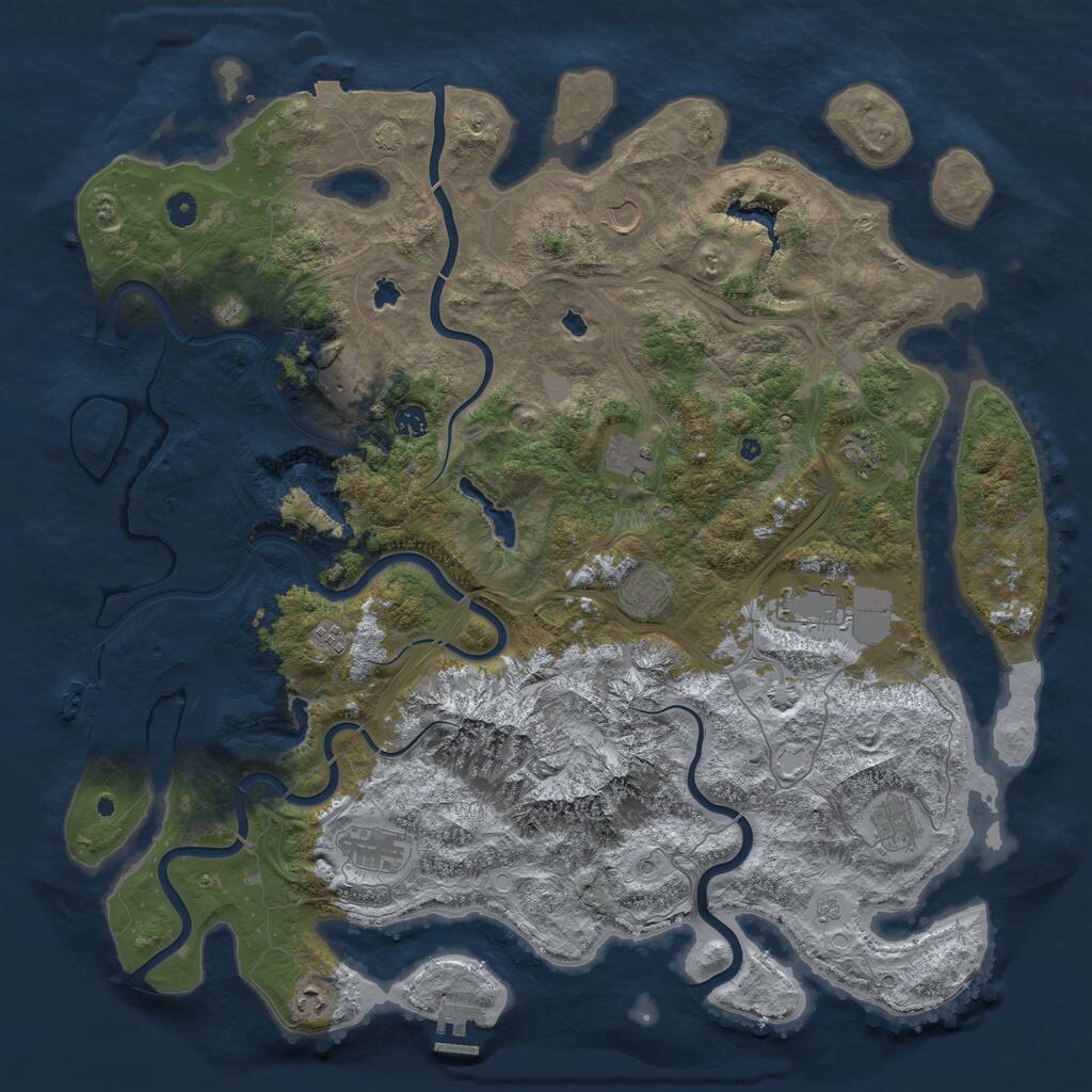 Rust Map: Procedural Map, Size: 5000, Seed: 994902433, 17 Monuments