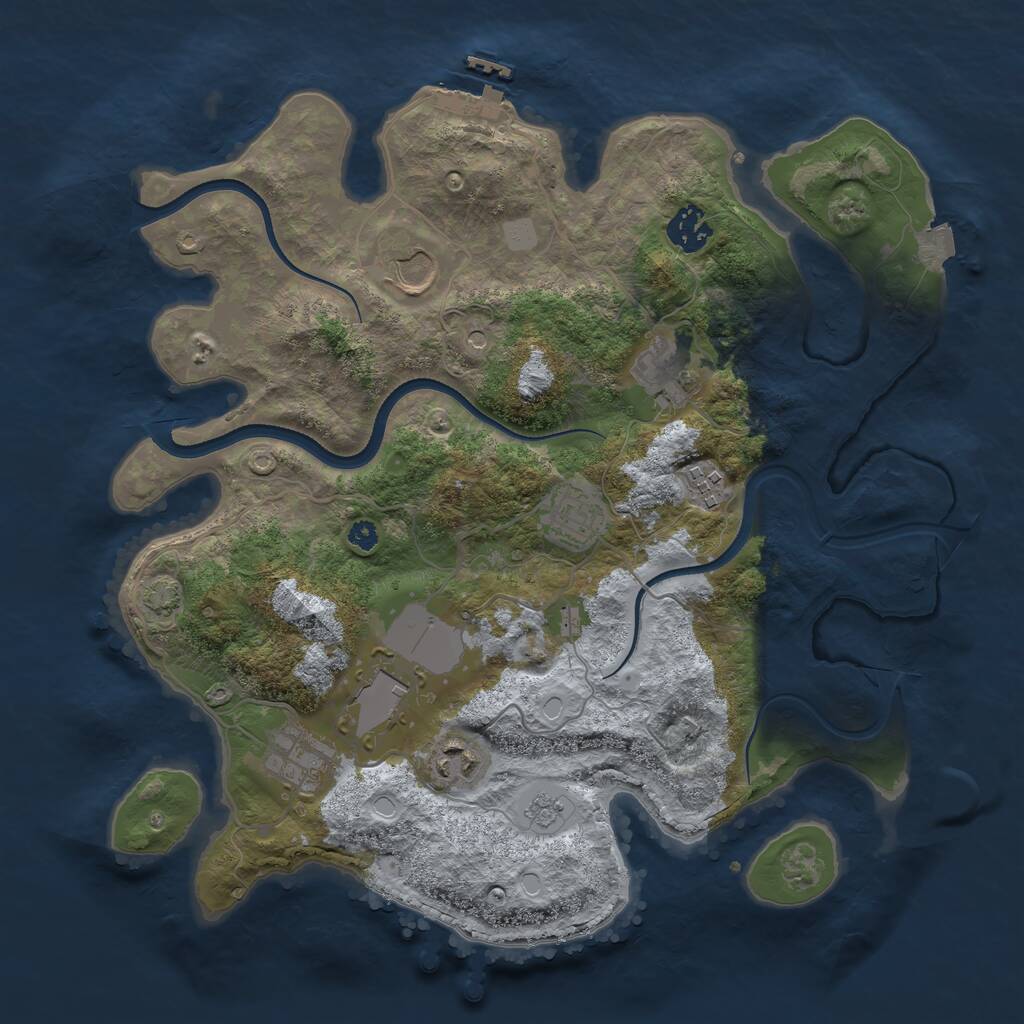 Rust Map: Procedural Map, Size: 3500, Seed: 2063487236, 13 Monuments