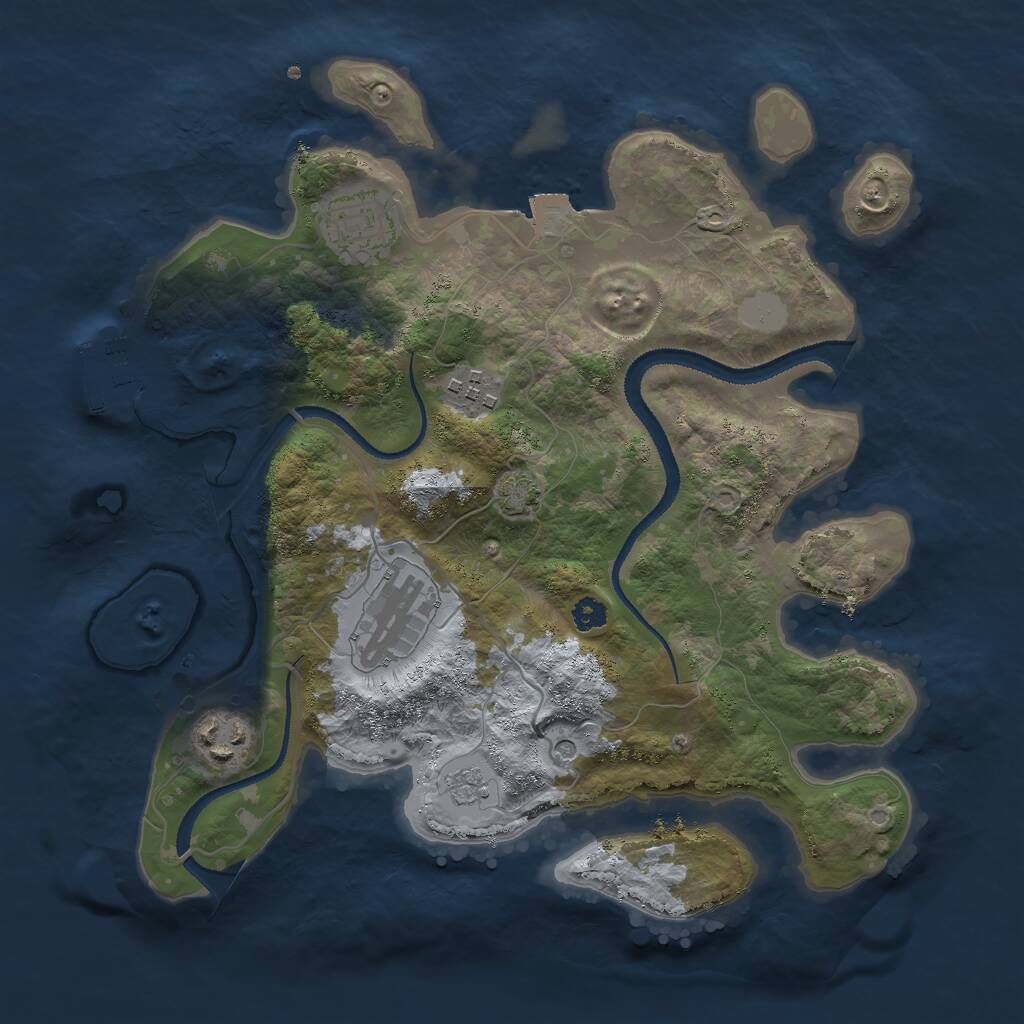 Rust Map: Procedural Map, Size: 3000, Seed: 21946, 9 Monuments