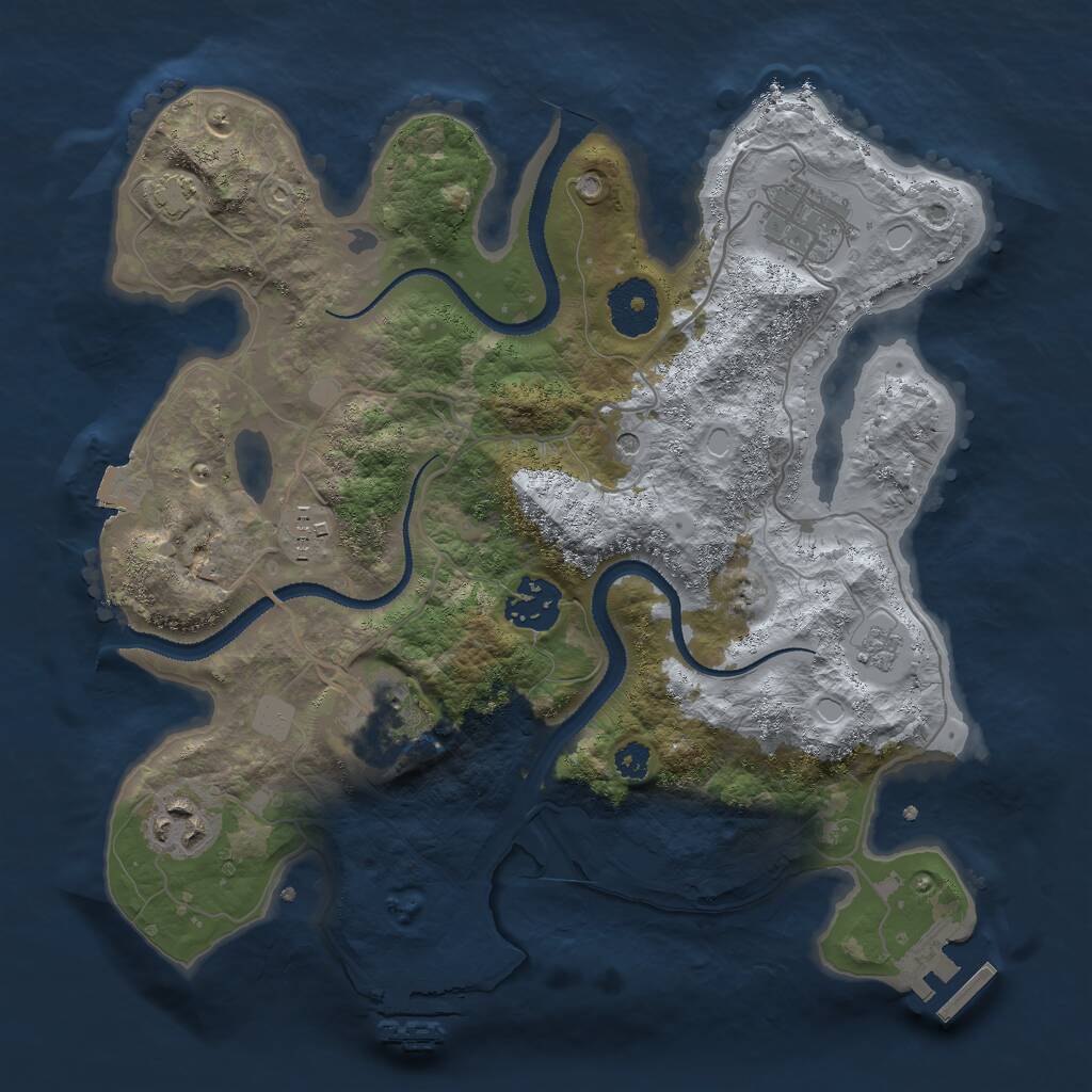 Rust Map: Procedural Map, Size: 3000, Seed: 1875080943, 11 Monuments