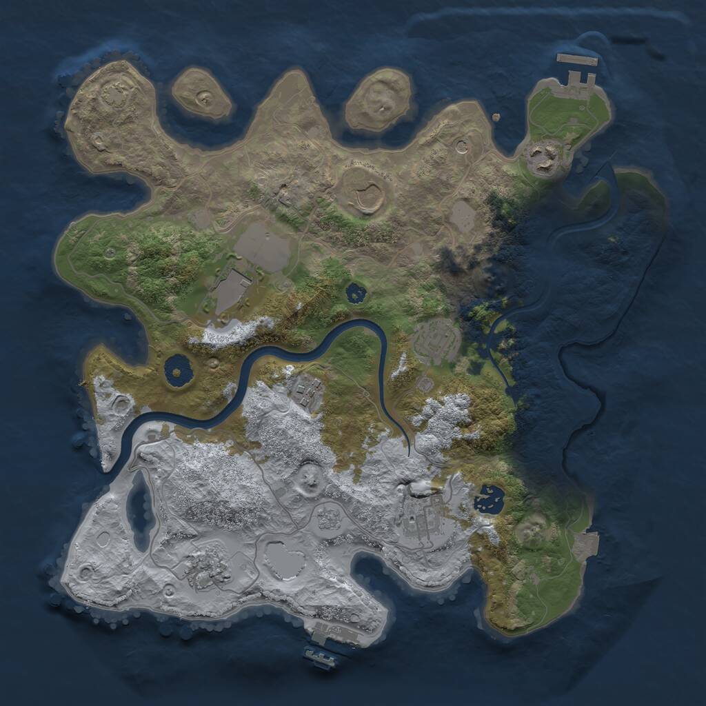 Rust Map: Procedural Map, Size: 3500, Seed: 367121840, 14 Monuments