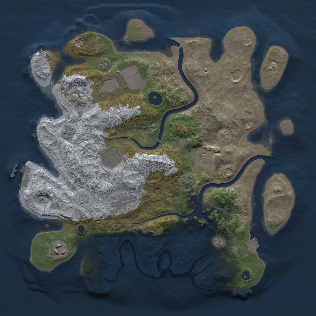 Rust Map: Procedural Map, Size: 3500, Seed: 1408436816, 14 Monuments