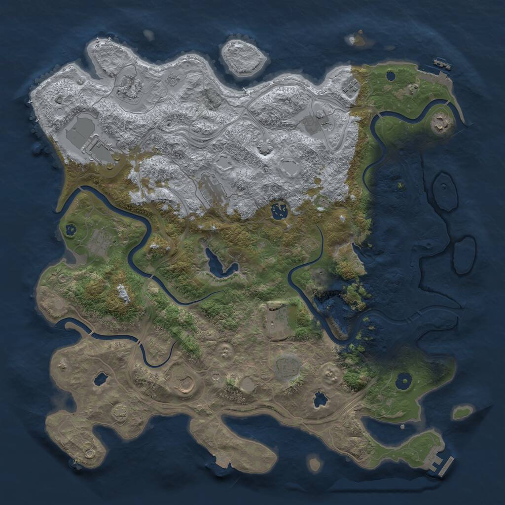 Rust Map: Procedural Map, Size: 4500, Seed: 623895261, 17 Monuments