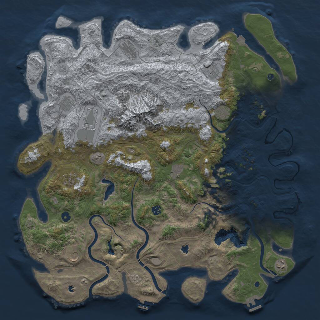 Rust Map: Procedural Map, Size: 5000, Seed: 369952103, 17 Monuments