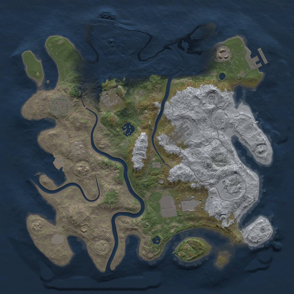 Rust Map: Procedural Map, Size: 3500, Seed: 26189426, 14 Monuments
