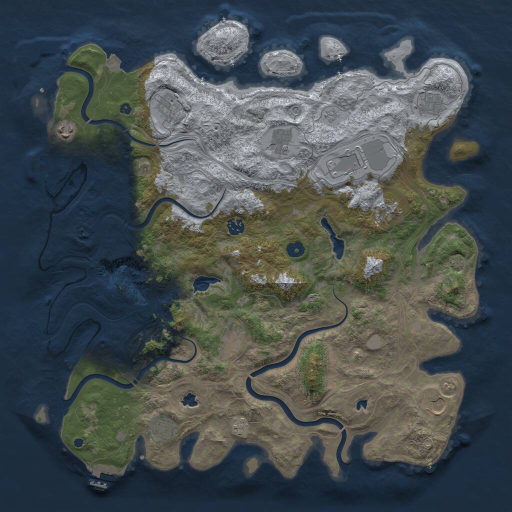 Rust Map: Procedural Map, Size: 4500, Seed: 1235468, 17 Monuments