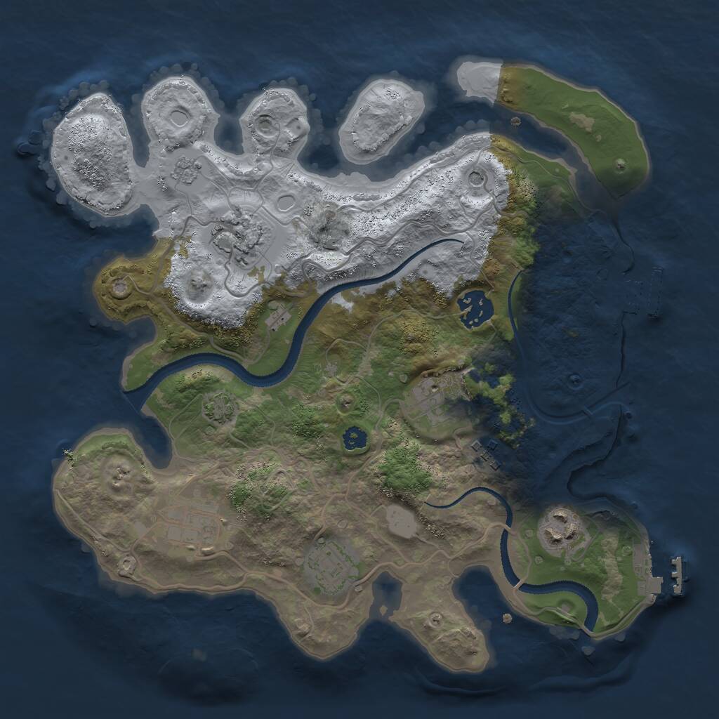 Rust Map: Procedural Map, Size: 3000, Seed: 1251238695, 13 Monuments