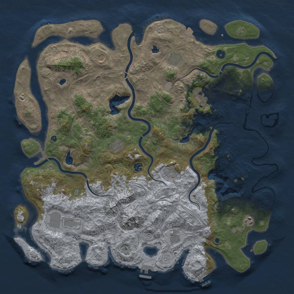 Rust Map: Procedural Map, Size: 5000, Seed: 790681042, 17 Monuments
