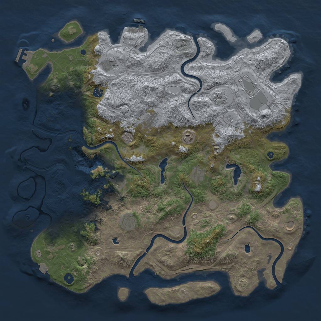 Rust Map: Procedural Map, Size: 4800, Seed: 1985496961, 17 Monuments