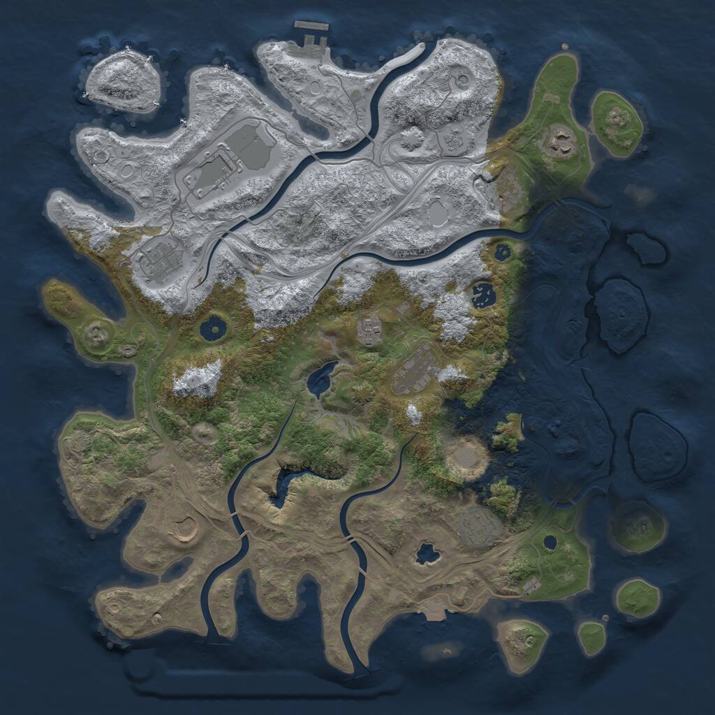Rust Map: Procedural Map, Size: 4250, Seed: 762079606, 14 Monuments