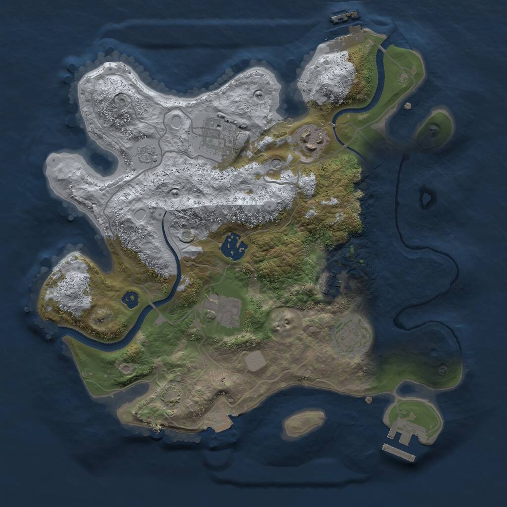 Rust Map: Procedural Map, Size: 3000, Seed: 665821000, 12 Monuments