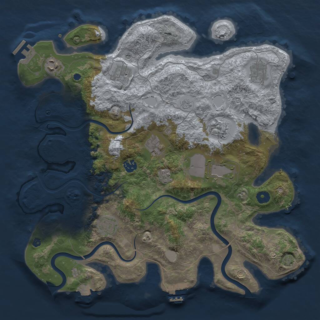 Rust Map: Procedural Map, Size: 3700, Seed: 837997768, 15 Monuments
