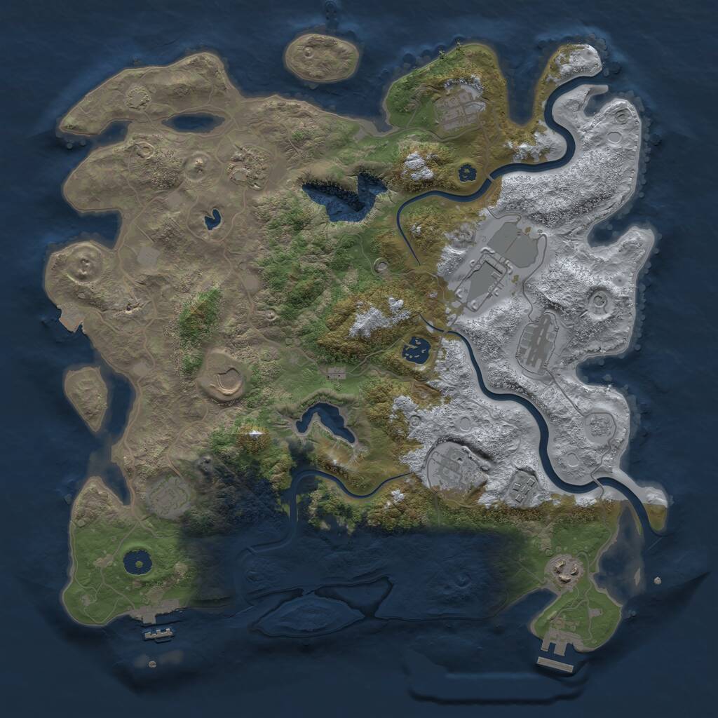 Rust Map: Procedural Map, Size: 4000, Seed: 92928302, 16 Monuments
