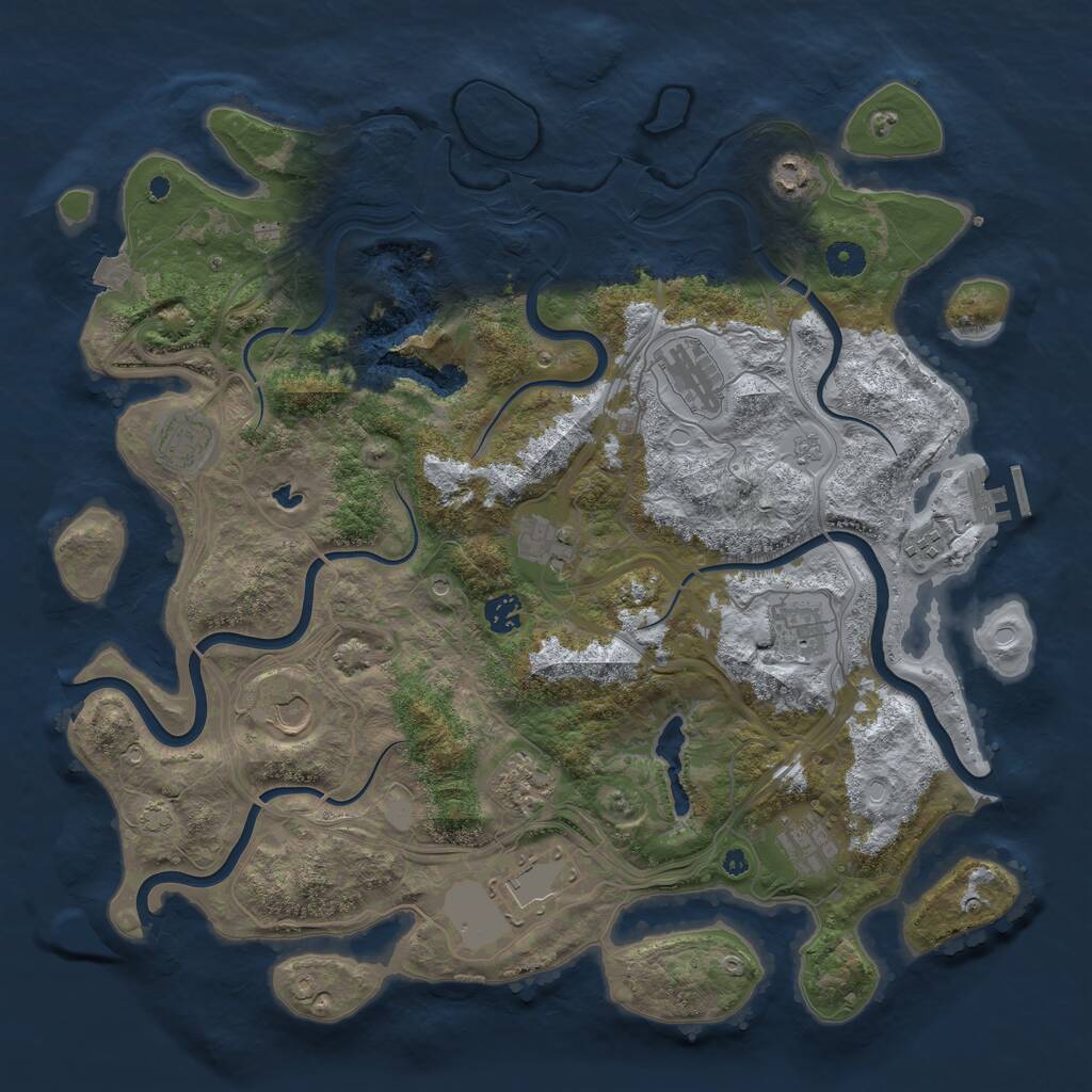 Rust Map: Procedural Map, Size: 4250, Seed: 124764444, 16 Monuments