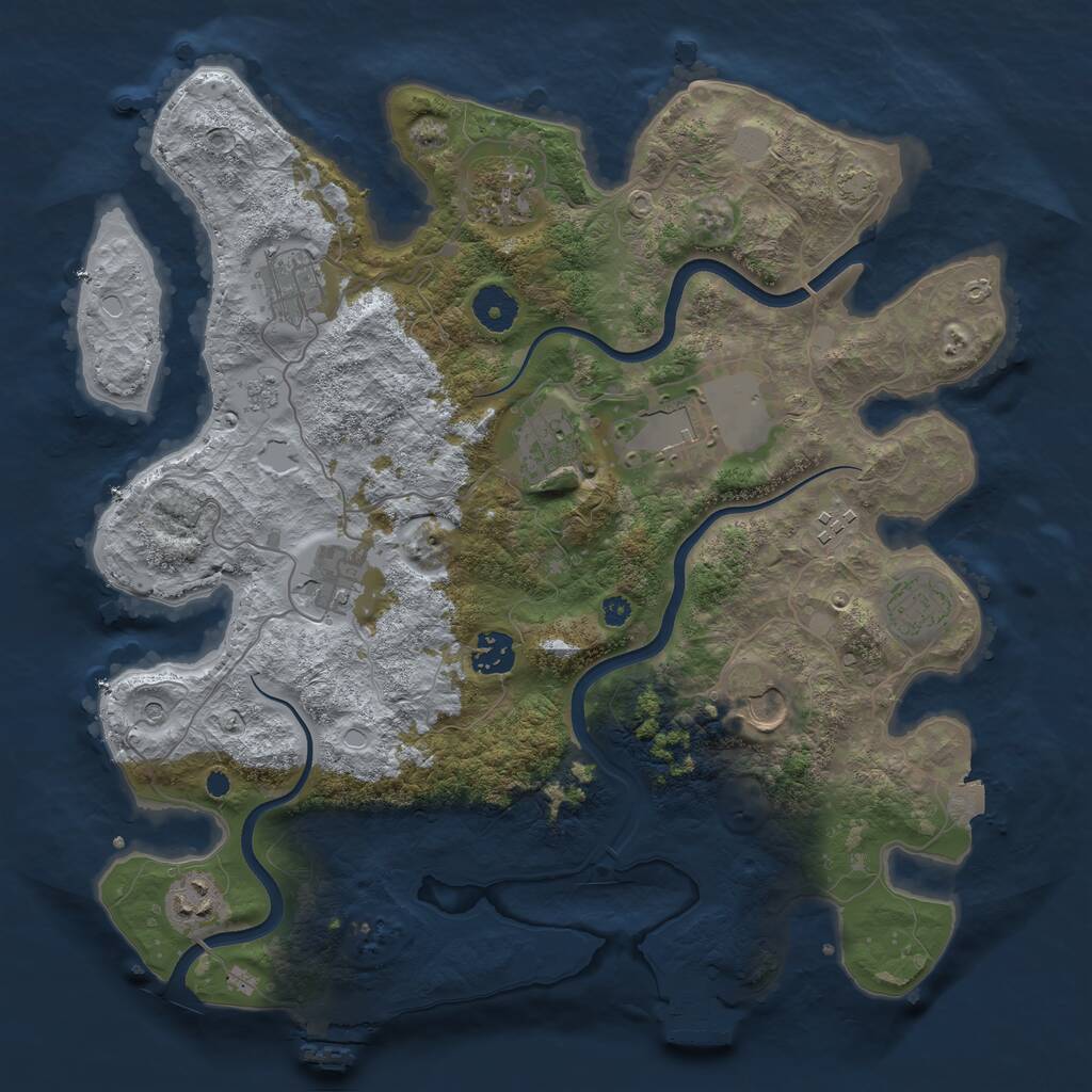 Rust Map: Procedural Map, Size: 3700, Seed: 48731730, 16 Monuments