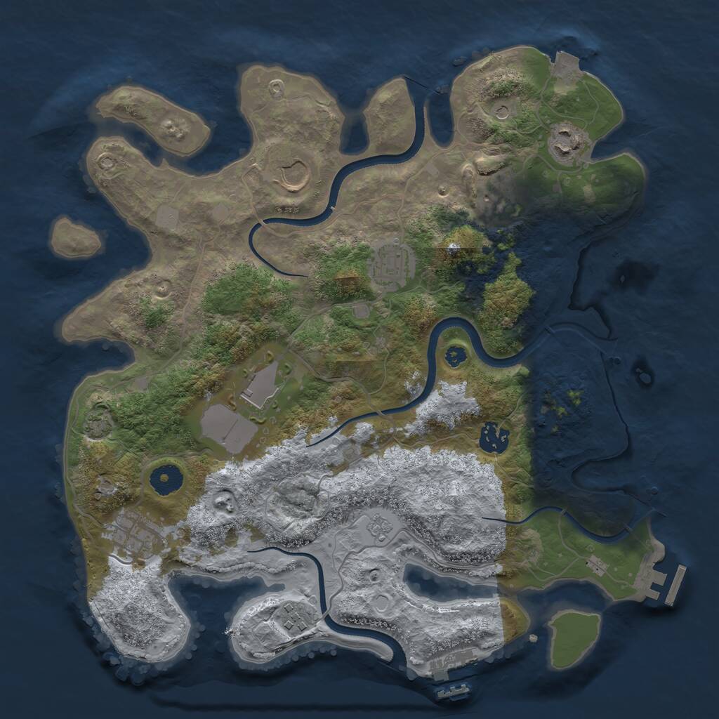 Rust Map: Procedural Map, Size: 3500, Seed: 1328225401, 14 Monuments