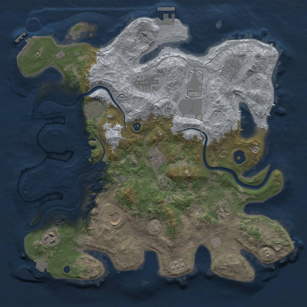 Rust Map: Procedural Map, Size: 3600, Seed: 837997768, 15 Monuments
