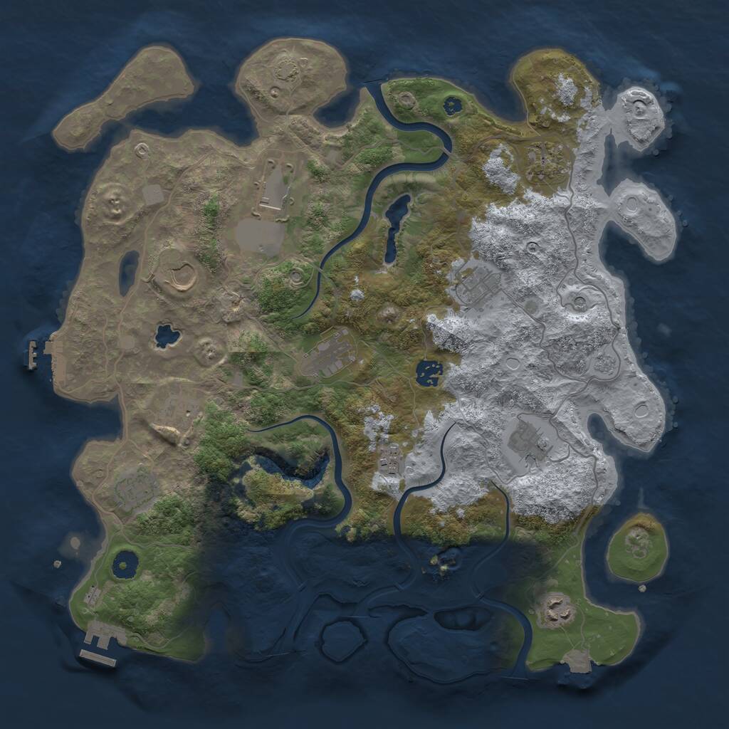 Rust Map: Procedural Map, Size: 4000, Seed: 120420076, 17 Monuments