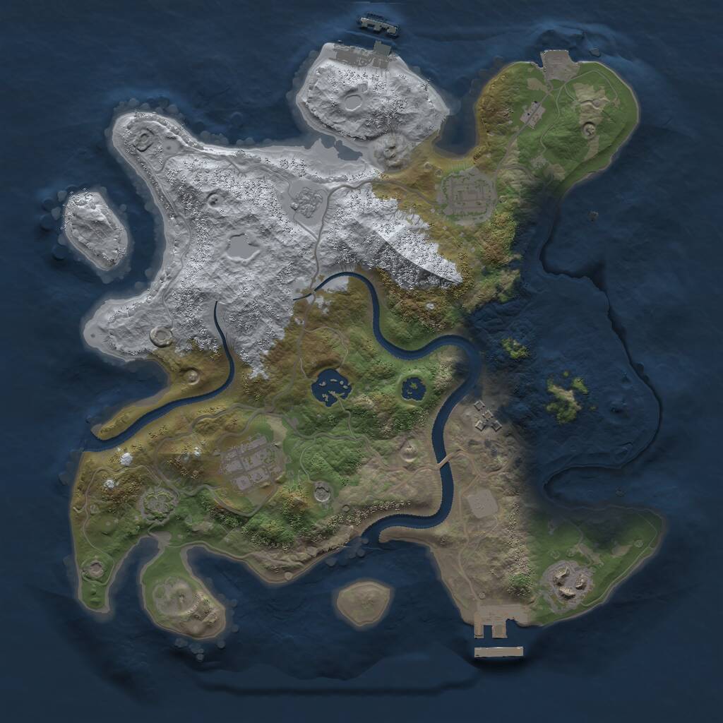Rust Map: Procedural Map, Size: 3000, Seed: 959799, 11 Monuments