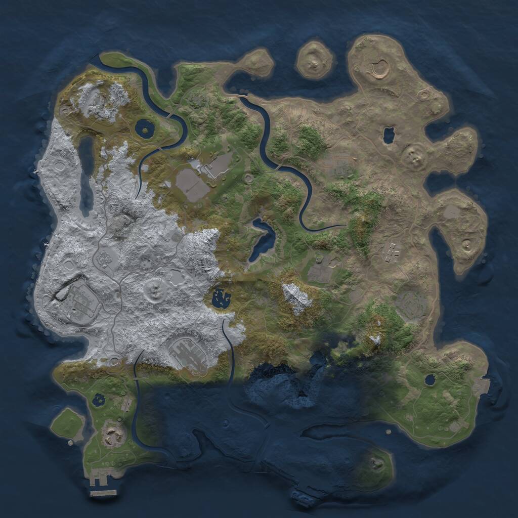 Rust Map: Procedural Map, Size: 4000, Seed: 1936012128, 17 Monuments